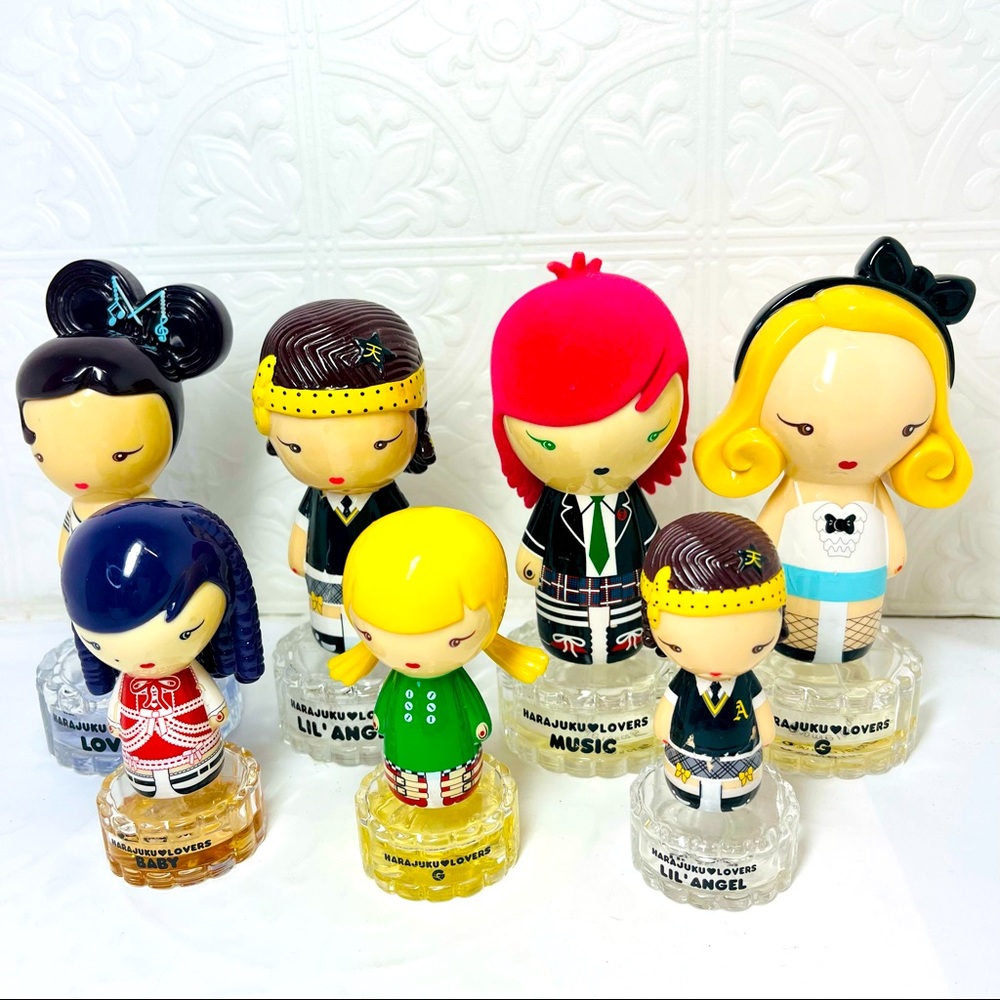 Lot of 7 Gwen Stefani Harajuku perfume bottles Some with perfume see description